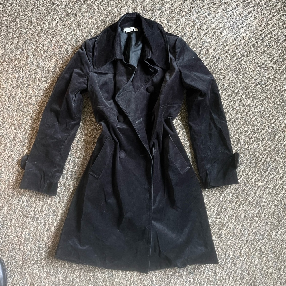 Velvety Black Trench Coat